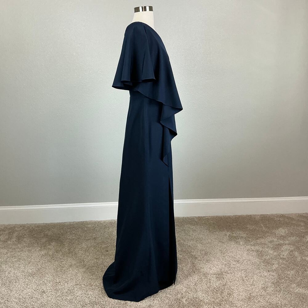 Vince Camuto Blue Evening Gown One Shoulder Ruffled Long A-Line Dress Size 6 - Picture 4 of 13